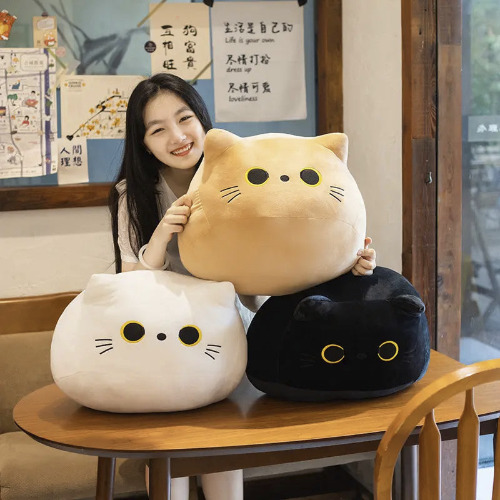 Adam - Soft Cat Plush Pillow Toy - Black / 18cm