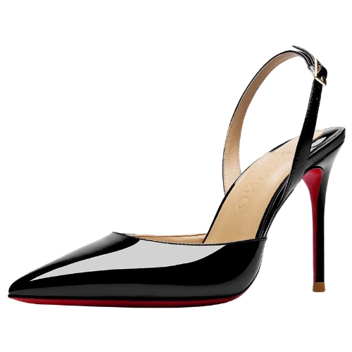 Sandales en cuir véritable pour femmes, chaussures d'été à bout couvert, lanière à la cheville, escarpins à talons hauts, Stilettos - AliExpress 322