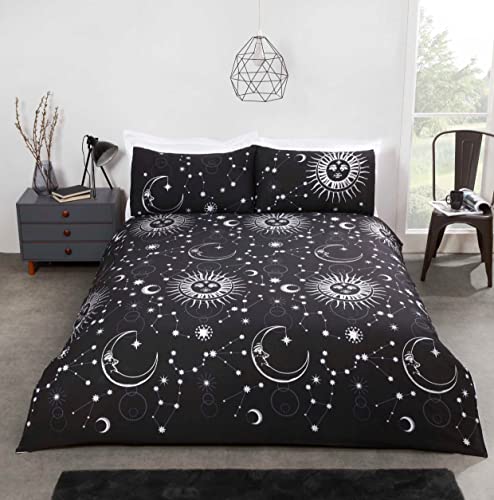 Rapport Home Celestial Duvet Cover Bed Set, Polycotton, Black, 3pcs Double - Double - Black
