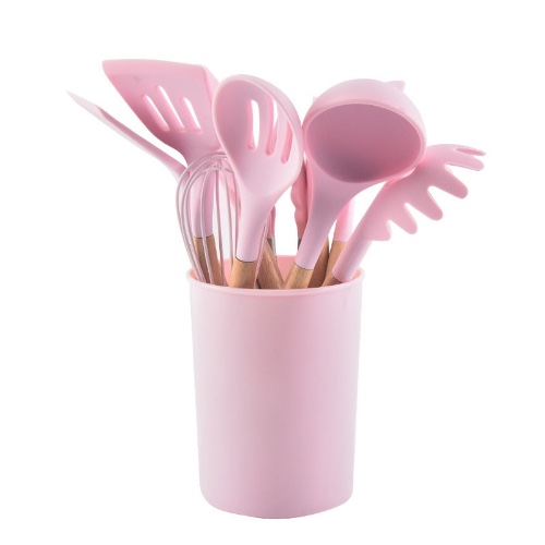 12 Piece Silicone Utensil Set - Pink