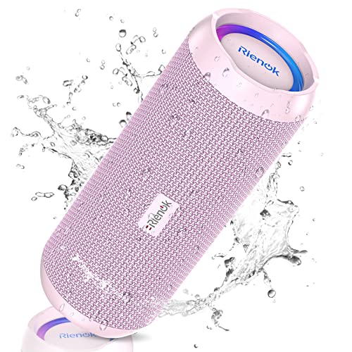RIENOK Bluetooth Speaker Portable Wireless Bluetooth Speaker with 30W Enhanced Bass IPX7 Waterproof Bluetooth 5.3 Outdoor Speaker for Travel Sport - 3600mAh - Pink