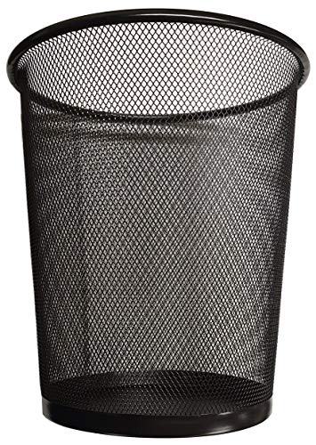DIVCHI Circular Mesh Wastebasket Trash Can, Waste Basket Garbage Can Bin for Bathrooms, Kitchens, Home Offices, Dorm Rooms(BLACK) - Black