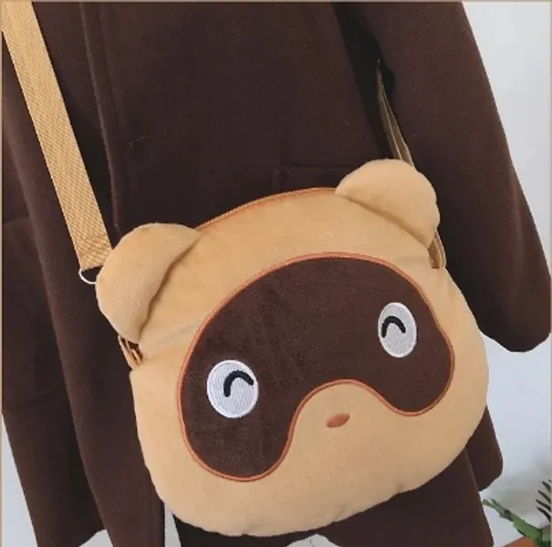 Plush Raccoon Crossbody Bag