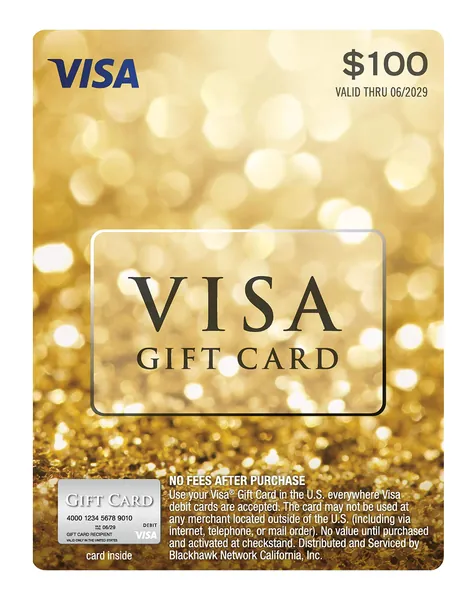 $100 Visa Gift Card (plus $5.95 Purchase Fee) - 