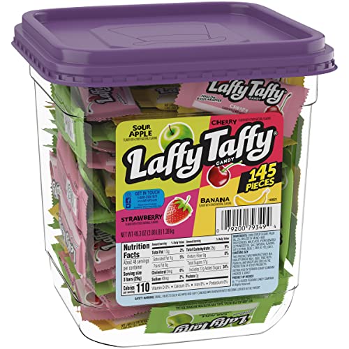 Laffy Taffy, Summer Candy, Assorted Taffy Candy, Sour Apple, Cherry, Strawberry & Banana Flavors, 145 Pieces - Assorted - 145ct