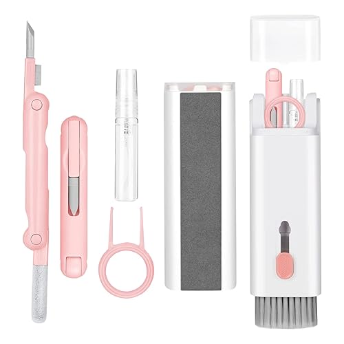 7-in-1 Electronic Cleaner Kit,Keyboard Cleaner,Laptop Cleaner Kit for Monitor, Cell Phone, Headset, Lego, Laptop Camera Lens (Pink) - Pink