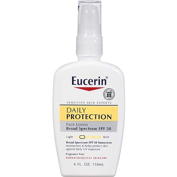 Eucerin Daily Protection Face Lotion - Broad Spectrum SPF 30 - Moisturizes and Protects Sensitive, Dry Skin - 4 fl. oz. Pump Bottle, Packaging May Vary