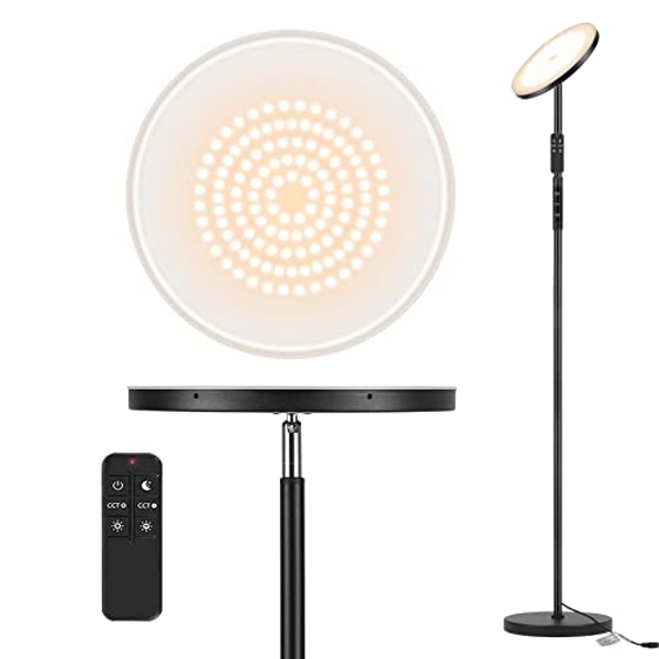 LED Floor Lamp, 2400LM Super Bright Standing Lamp 250W Equivalent with 2700K-6500K Stepless Dimming, Modern Torchiere Sky Lamp with Remote & Touch Control, 69" Tall Lamp for Living Room Bedroom Office
