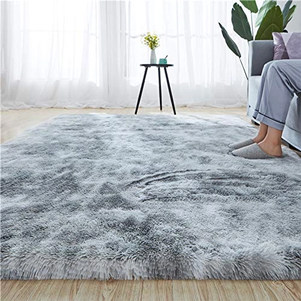 Soft Indoor Modern 2x3 Area Rugs Warm Soft Rug for Bedroom Decor Living Room Kitchen Non-Slip Plush Fluffy Comfy Babys Care Crawling Carpet Grey