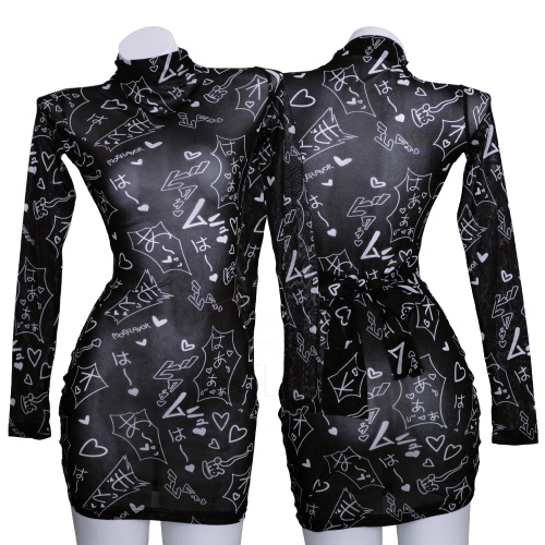 Mesh Manga Noises Dress - White / XL/2XL