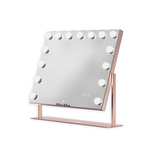 Gilded Tri-Tone LED Makeup Mirror W/ Bluetooth Speakers | Rose Gold