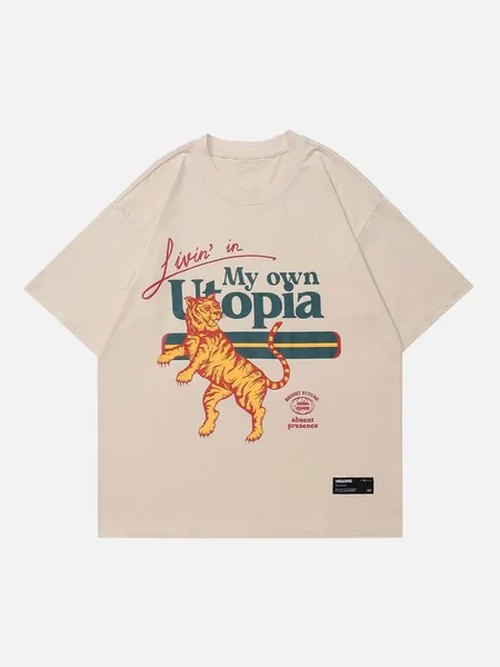 Aelfric Eden "Livin' in My Own Utopia" Tiger Graphic Tee | apricot / XL