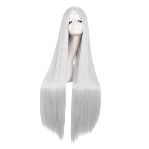MapofBeauty 40 Inch/100cm Fashion Straight Long Costume Anime Cosplay Wig (Silver)