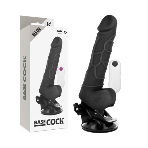 BASECOCK REALISTIC VIBRATOR REMOTE CONTROL BLACK 19.5CM