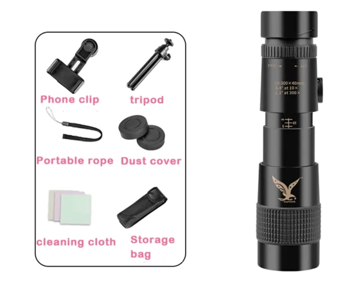 Military Grade Portable Telescope High Power HD. by BuzzPresents - C Set / 10 300X40