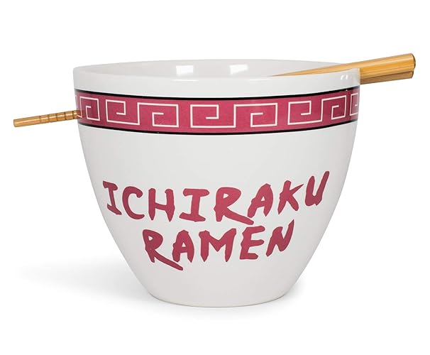 Naruto "Ichiraku Ramen" Japanese Ceramic Dish Set | 16-Ounce Ramen Bowl and Chopsticks Set