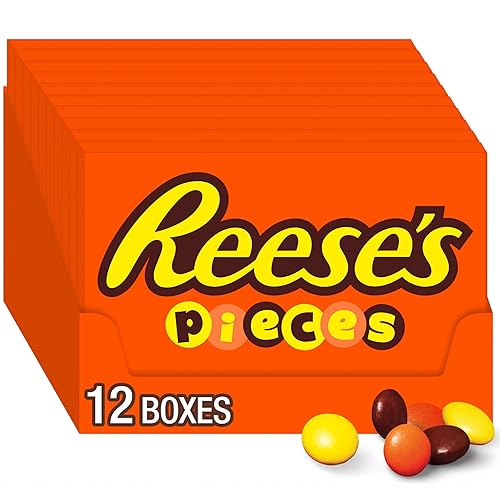 REESE'S PIECES Peanut Butter in a Crunchy Shell, Christmas Candy Boxes, 4 oz (12 Count) - Peanut Butter - 4 Ounce (Pack of 12)