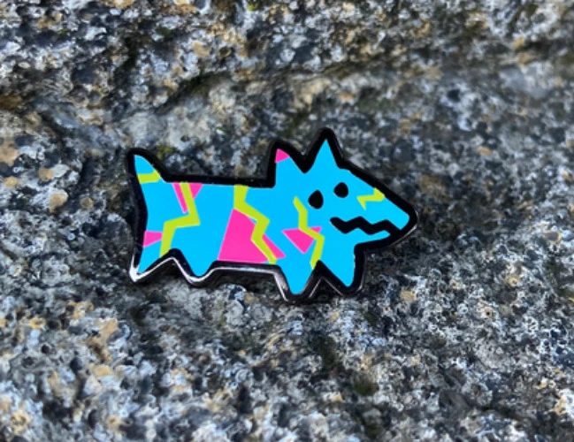 Tiny radical dog pins - Partly Blue