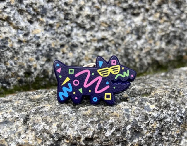 Tiny radical dog pin - Arcade Indigo