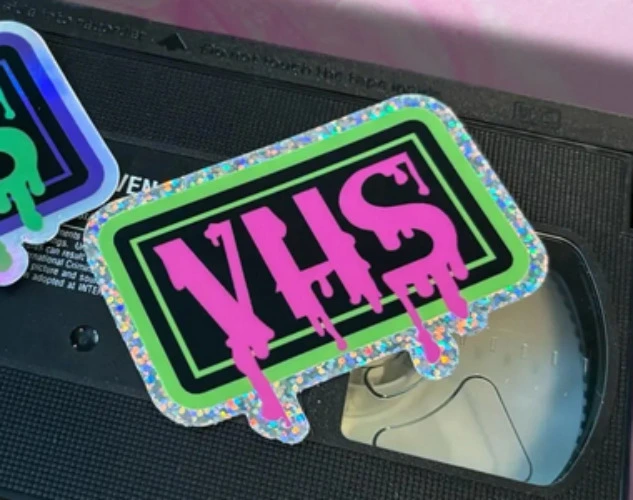 VHS Slime 90s Nostalgia Glitter Vinyl Sticker