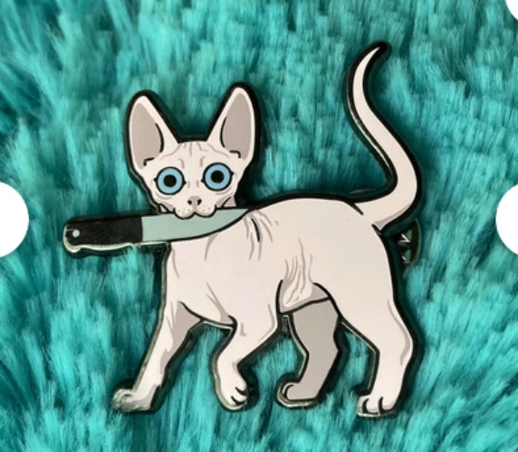 Sphynx Hairless Knifecat Bingus Enamel Pin