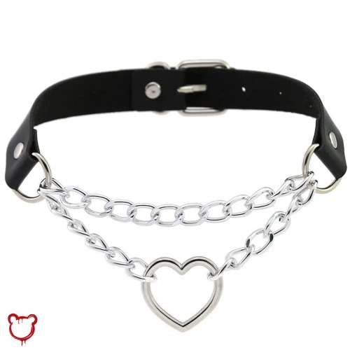 "Black Goth Heart Chain Choker"