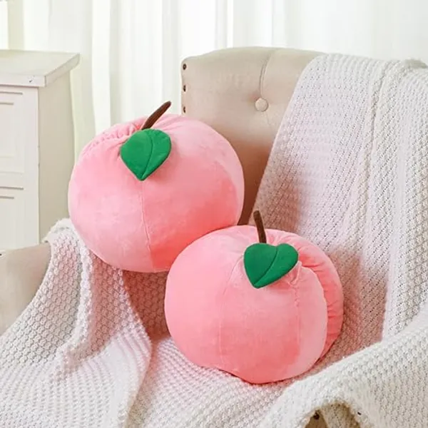 Beeveer Peach Plush Decorative Gift Cute Fruit Plush Pillow Kawaii Hugging Plushies Soft Novelty Toy Cushion Seat Home Decor for Kids Girl