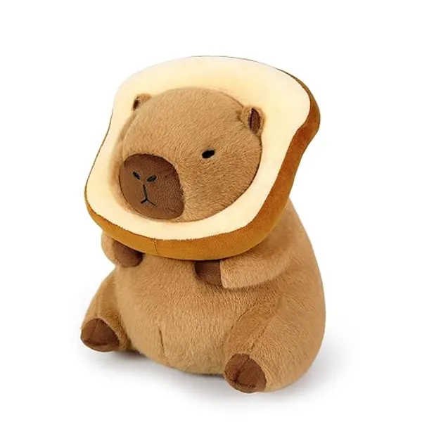 Ditucu Cute Capybara Plush Pillow with Wearable Toast Headgear Stuffed Animals Bread Capibara Plushies Toys Gifts for Kids 13.7 inch - Toast Capybara - 13.7 inch