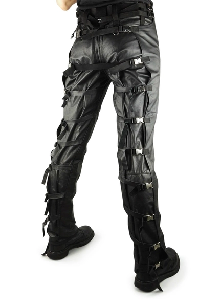 Leather punk bondage trousers