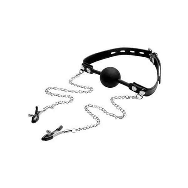Silicone Ball Gag W-nipple Clamps