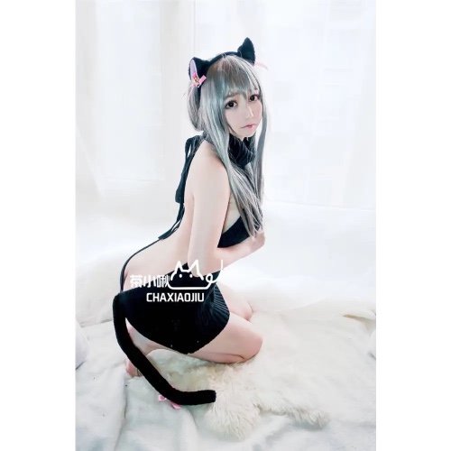 Kawaii Virgin Killer Backless Sweater in Chunky Cable Knit - Black