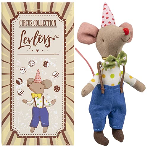 LEVLOVS Mouse in a Matchbox Danish Design Toy Baby Registry Gift Plush Toy Circus Mouse (Circus Clown) - Circus Clown