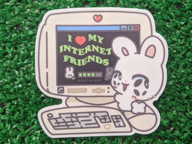 bunny besties "i love my internet friends" waterproof sticker | Default Title