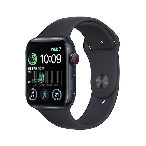 Apple Watch SE (2nd Gen) (GPS + Cellular 44mm) Midnight Aluminium Case with Midnight Sport Band, Regular (Renewed)