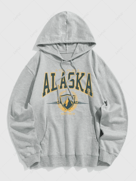 ALASKA Letter Printed Kangaroo Pocket Hoodie