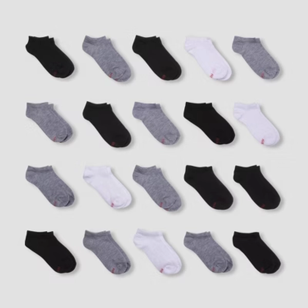Hanes Boys' 20pk No Show Athletic Socks - Colors May Vary M