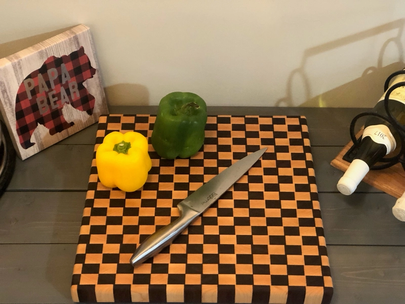 End Grain Butcher Block Cutting Board in Checkerboard Pattern