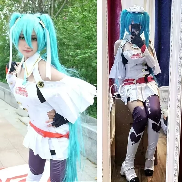 2025 nova corrida miku cosplay traje miku vestido branco manto menina terno de corrida uniforme de halloween para festa de carnaval qwe2025 - AliExpress 200000532