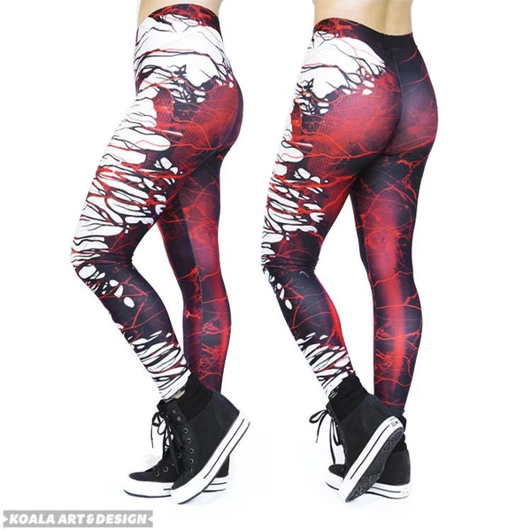 Carnage Symbiote Take Over Leggings Tear Away Costume Cosplay Gym Faux