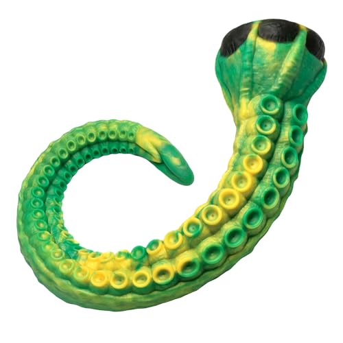 CREATURE COCKS Titan Tentacle Extra Long Silicone Dildo for Men, Women, & Couples. Extra Long Fantasy Dildo with Suction Cup Base. Harness Compatible & Premium Silicone. 1 Piece, Green & Yellow.