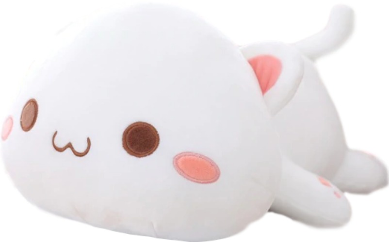 Kawaii Lying Cat Plush (4 VARIANTS, 3 SIZES) - 20" / 50 cm / White