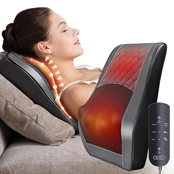 Shiatsu Neck and Back Massager with Heat, Massagers for Neck and Back, Massage Pillow for Lower Back,Neck,Shoulder,Legs,Foot,Body Muscle Pain Relief, Relax at Home Car Office, Gift for Women Men