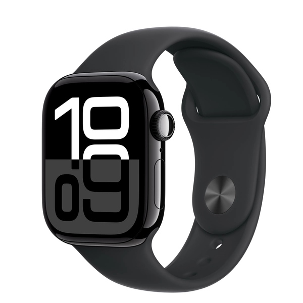 Apple Watch Series 10 GPS 42mm Jet Black Aluminium Case with Black Sport Band - S/M