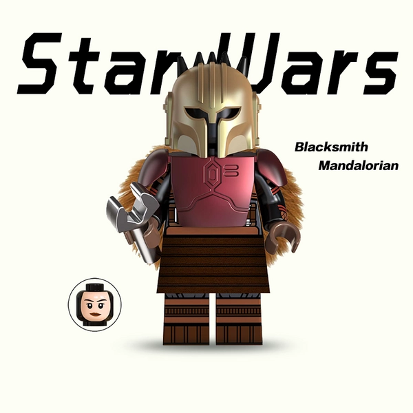 Star Wars  Blacksmith Mandalorian Custom Minifigure with Base for gift 2 inch