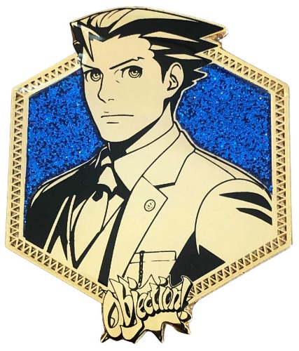 Golden Older Phoenix Wright - 1st Edition Ace Attorney Collectible Pin