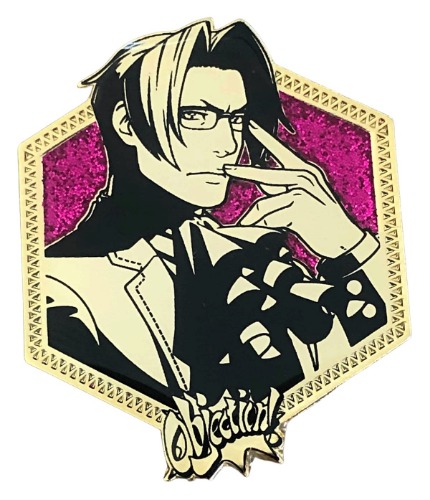 Golden Older Miles Edgeworth - 1st Edition Ace Attorney Collectible Pin