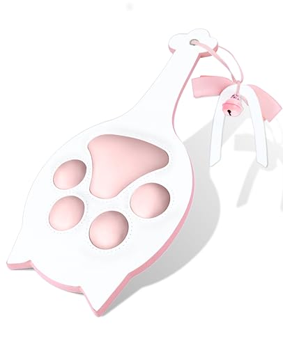 TUFEEL Sex Paddle for Flogger Spanking, Soft Leather Adult Sexual Whip Crop for BDSM Cosplay Accessories or Restraint Bondage Set for Couples Traning Play, Pink Cat