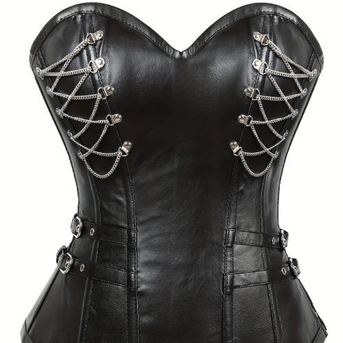 Gothic Leather Strapless Corset