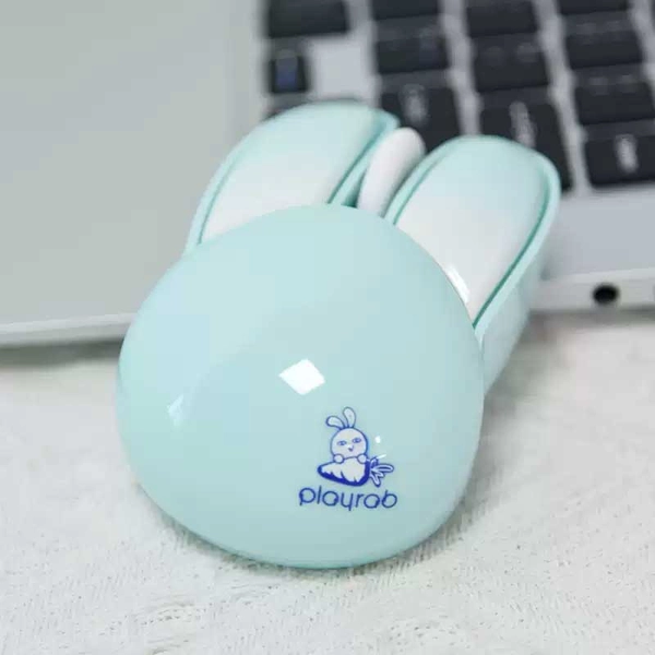 Bunny Ears Wireless Mouse 2.4G Cute Wireless Mice Kawaii Computer Mouse - Blue