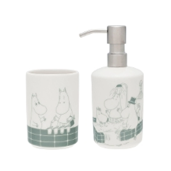 Moomin soap dispenser + toothbrush holder